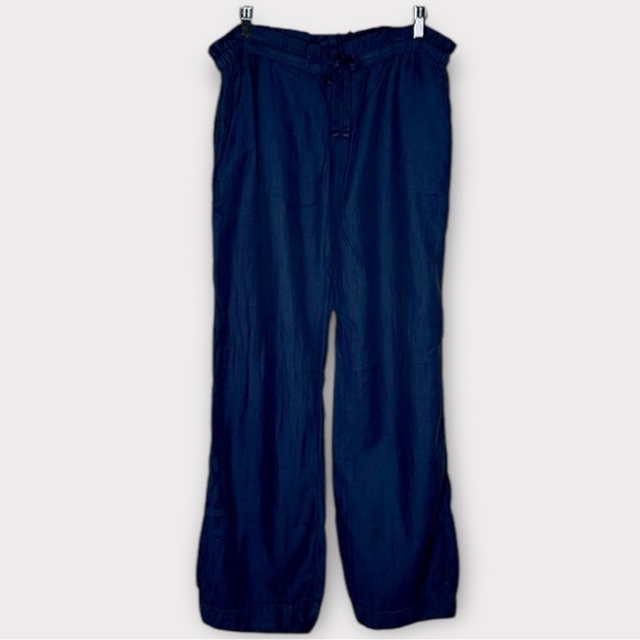 NWOT James Perse Wide Leg Drawstring Pants Blue Size 3 (Large) Cotton Cupro - Picture 2 of 10